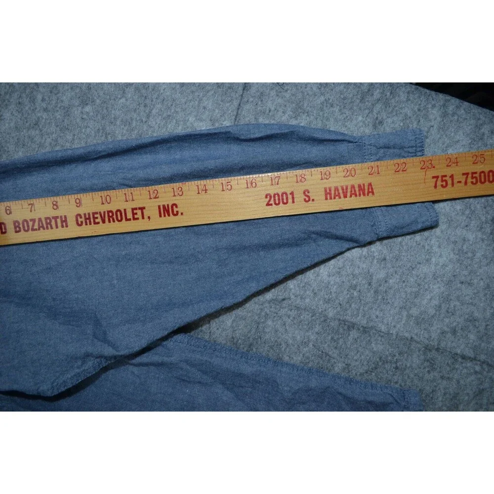 Vintage KEY Blue Denim Pearl‎ Snap Button Front Western Shirt Size XL Regular